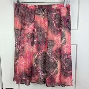 NWT NY Collection Lined Orange Black Paisley A-Line Skirt Size P/XL  g